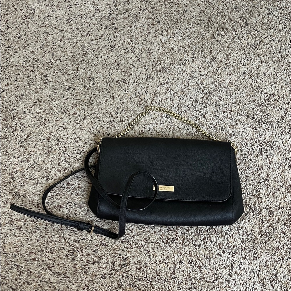Kate Spade Black Crossbody Bag with Gold Chain
